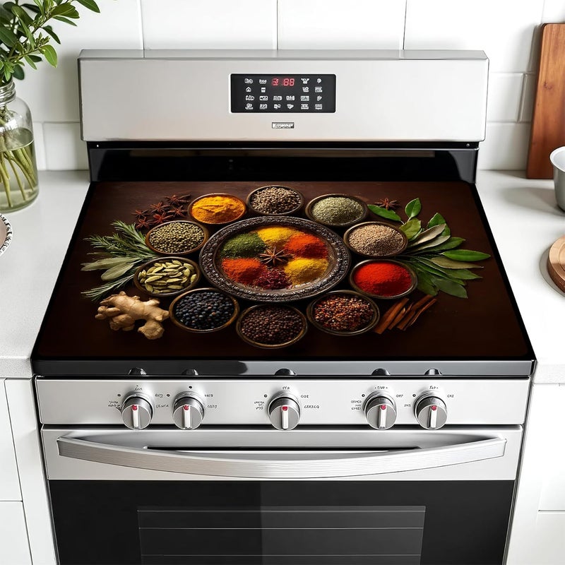 AOHMPT Multi-Design Stove Top Cover for Glass/Electric Stoves - 3-in-1 Heat-Resistant Protector Mat, Non-Slip Drying Rack 28"x20" - Image 1